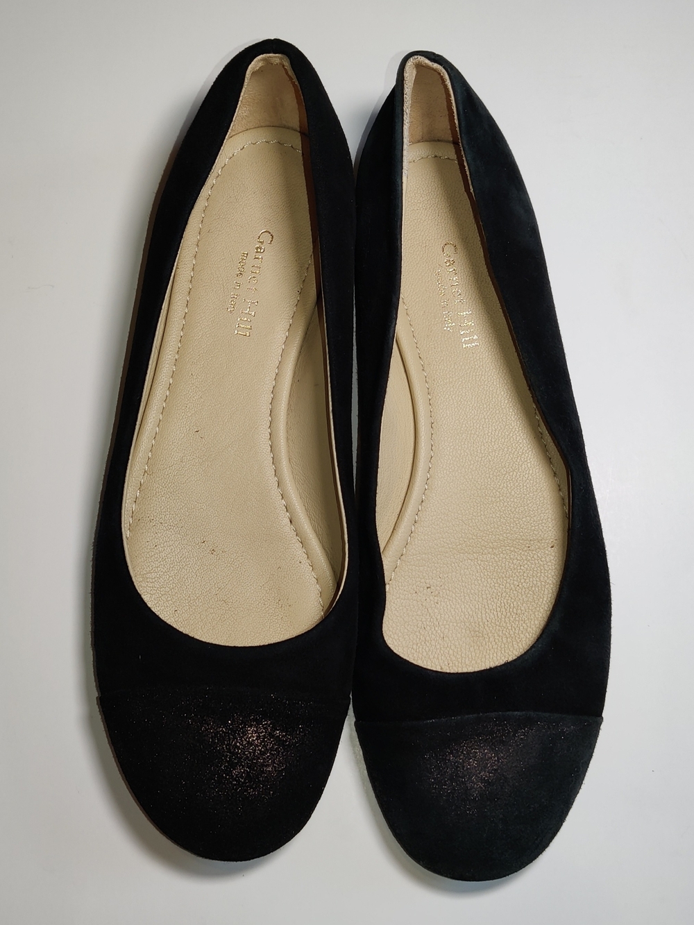 Garnet Hill Black Suede & Leather Slip-On Pippa Ballet Flats - Italy Size 8